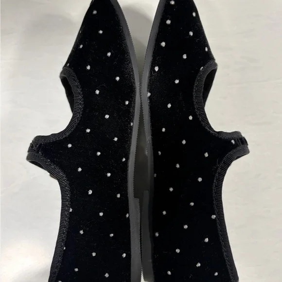 J. Crew Toddler Size 11 | Black Velvet Polka Dot Flats - Picture 6 of 8